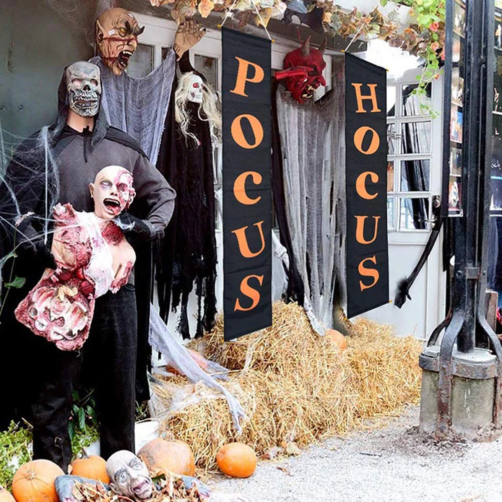 

1 Pair Decor Trick or Treat Banner Indoor Welcome Banner Door Hanging