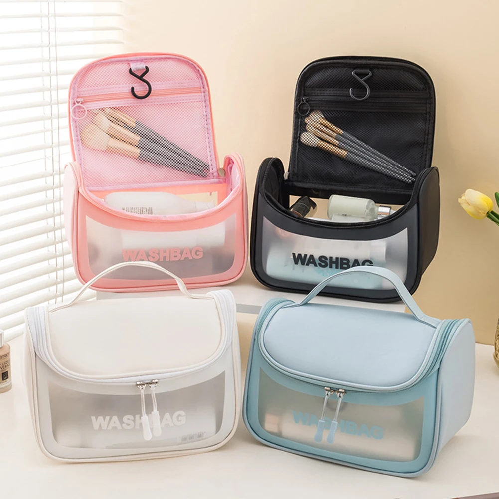 

Transparent Cosmetic Makeup Bags PVC Waterproof Large Capacity Portable Wash Bag for Ladies Travel Cosmetic Organizer