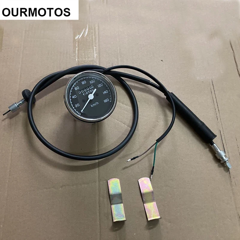 

OURMOTOS CJ-K750 Ural K750 M72 Retro Round Speedometer New Style Install At Headlight with Mileage Line Case for R50 R1 R12 R 71
