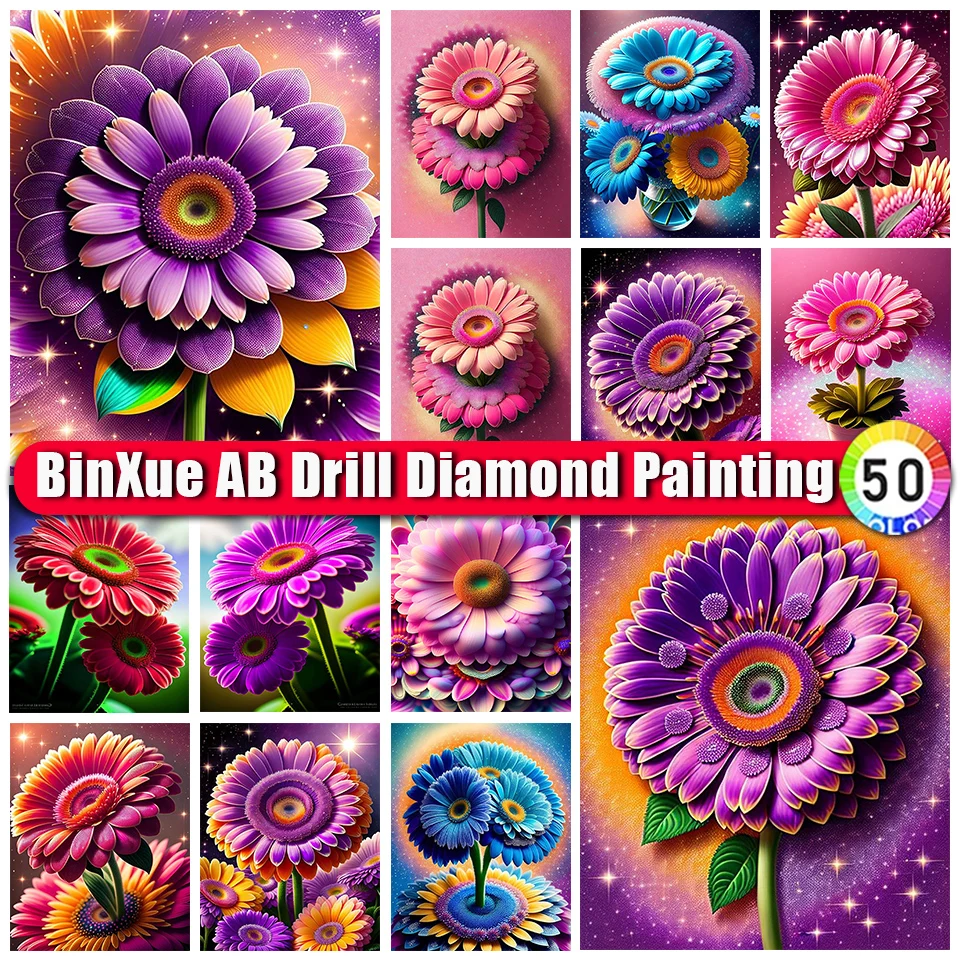

BinXue Colorful Fantasy Sunflower AB Diamond Painting Kit Starry Sky Flowers Cross Stitch Handmade DIY Mosaic Home Decor Gift