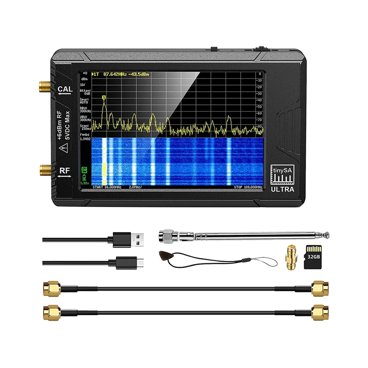 

Для Анализатора ультра спектра + карта 32 Гб 4-дюймовый дисплей от 100 кГц до 5,3 ГГц генератор сигналов сетевой внутренний тестер локальной сети