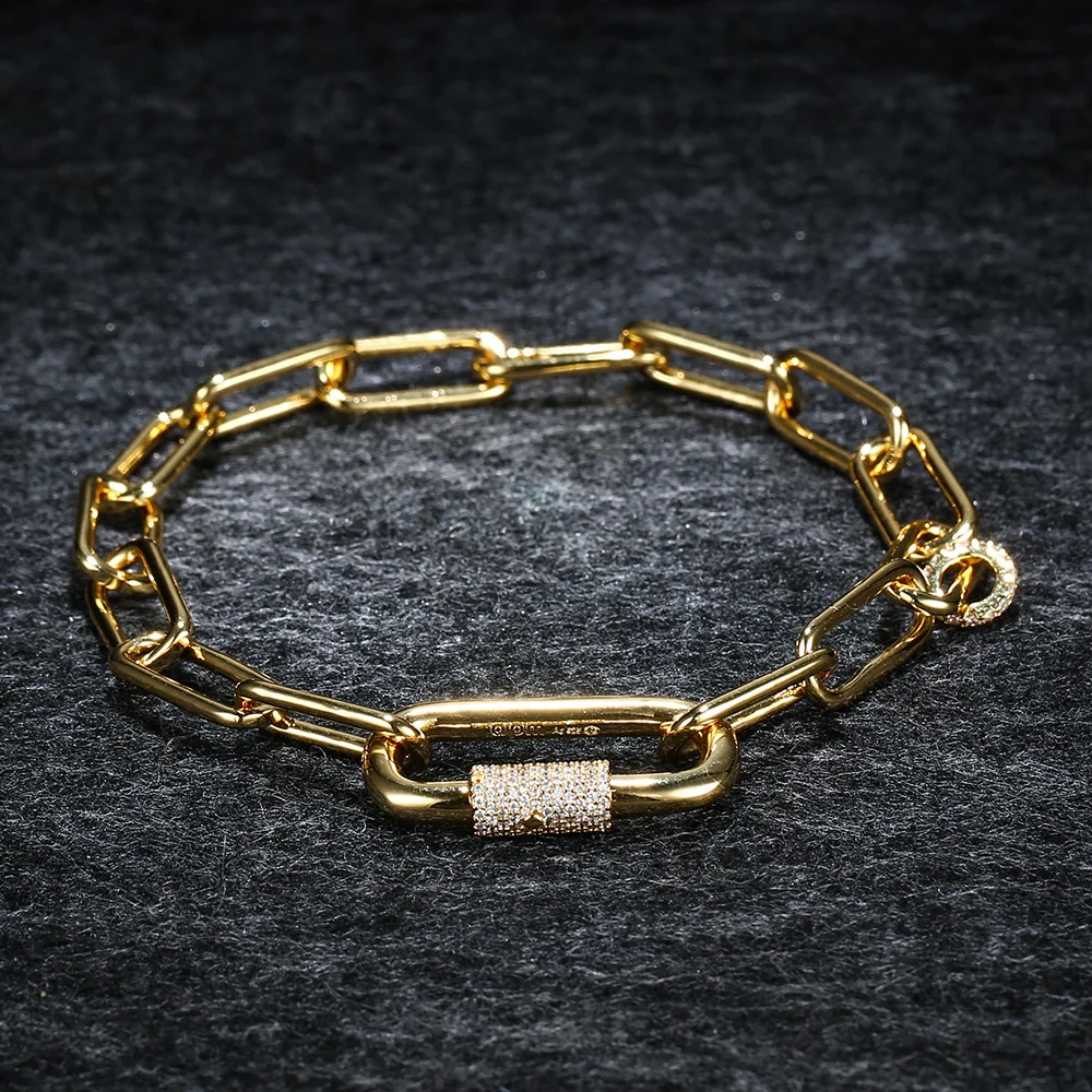 

APM STYLE High Quality 925 Sterling Silver Lock Golden Bracelet For Lovers Fashion Men's And Women's Valentine's Day Gifts
