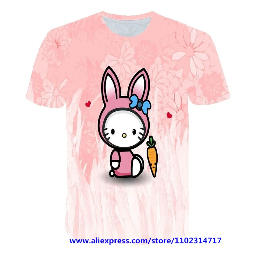 

Hello Kitty Tshirt Kids Clothes Girls Clothing Sanrio Cartoon Clothes Kawaii T-shirt Women Streetwear Camisetas Y2k Tops Tees