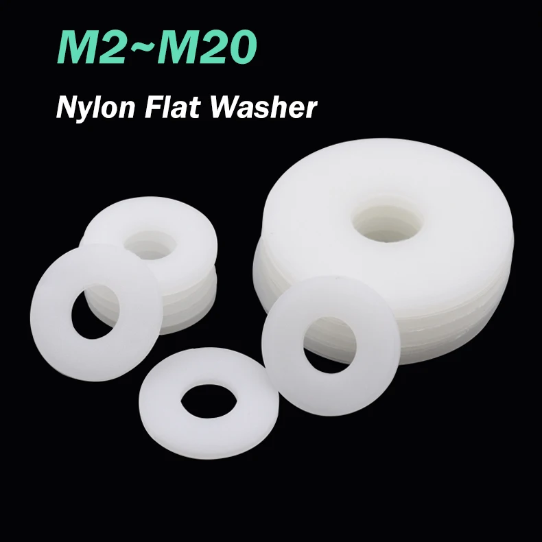 

Пластиковые нейлоновые шайбы M2-M20 белые 1-3 мм