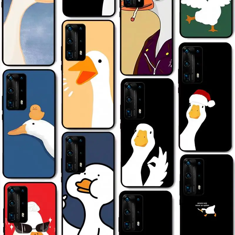 

Interesting Duck Phone Case for Huawei P50 P40 E P30 P20 Pro P10 Lite P Smart Y6 Nova3E Honor10 Cover