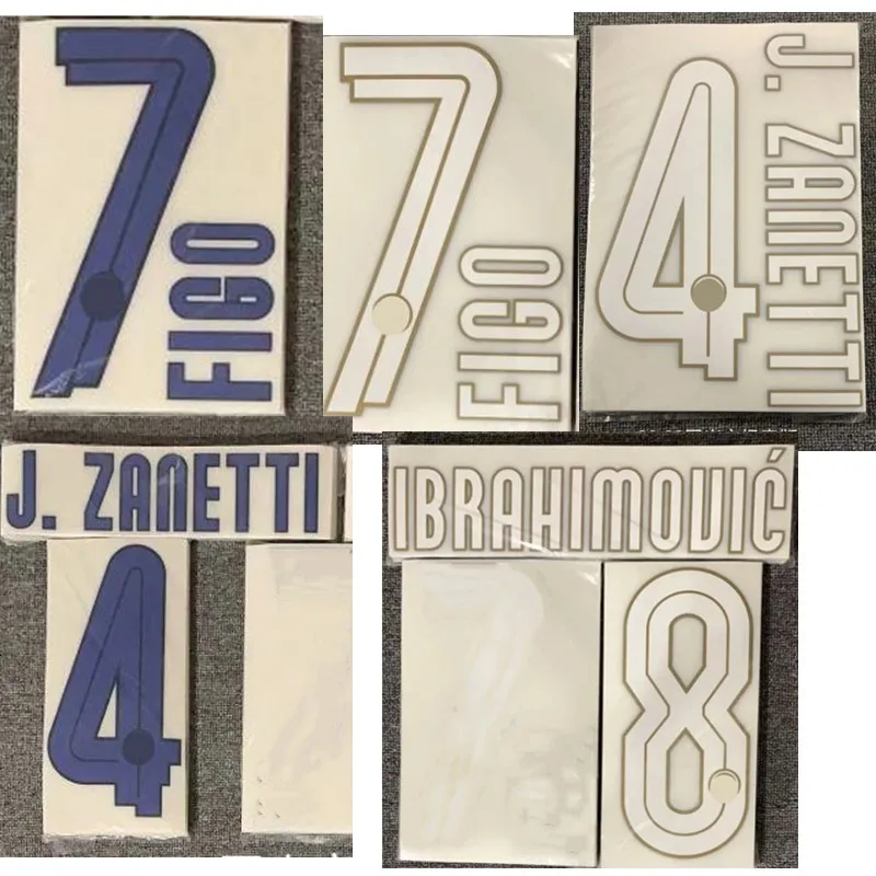 

Super A 2007 2008 2009 home away J.ZANETTI IBRAHIMOVIC FIGO Number Printing Font, Hot stamping Patches Badges