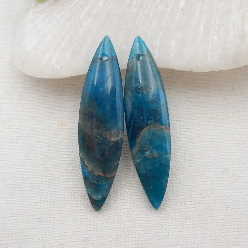 Natural Stone Blue Apatite Crystal Earring Bead 36x9x5mm 6g Semiprecious Fashion Jewelry Women Earrings