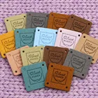 Квадратные бирки для этикеток ручной работы, волоконные кожаные этикетки для одежды, сердце ручной работы с любимой биркой, Швейные аксессуары 20 шт. 25 мм