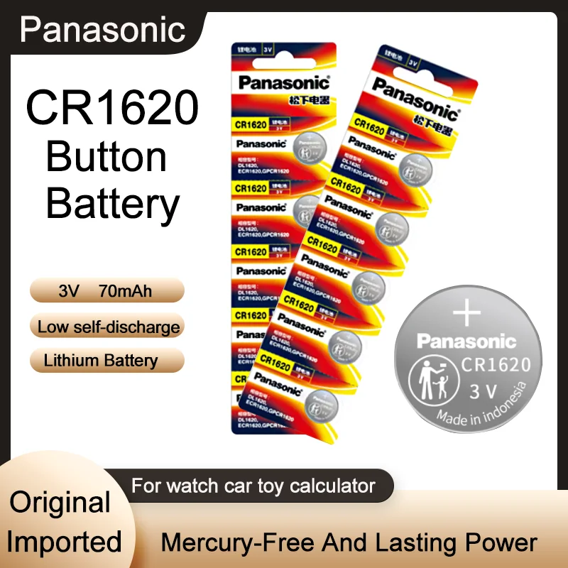 Original Panasonic CR1620 3V Lithium Battery For Car Remote Control  Calculator Watch Scales Shavers DL1620 Button