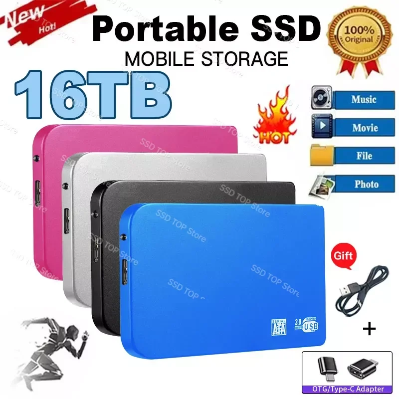 

100% Original Mobile Hard Drive 1TB High-speed Portable SSD 2TB 16tb External Solid State hard disk USB3.0 Interface HDD for ps5