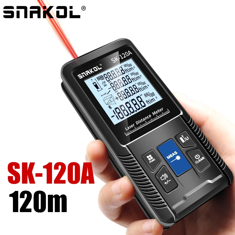 Фото Лазерный дальномер SNAKOL 3-в-1 высокой точности, цифровой измеритель расстояния 40-200 м, портативная электронная измерительная рулетка №3
