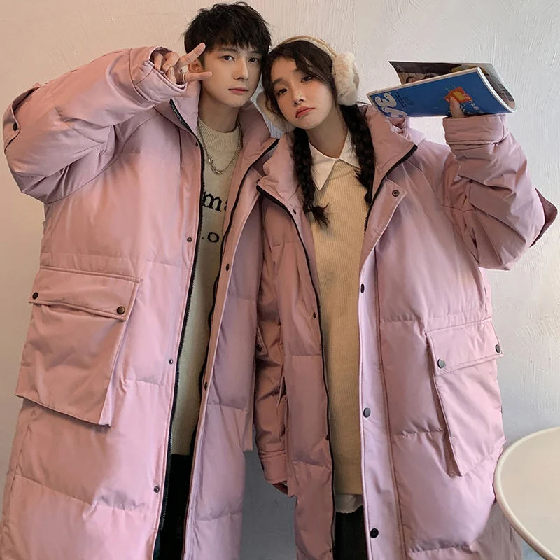 Winter Jacket Men Warm Fashion Oversized Thicke Down Jacket Men Streetwear Korean Loose Hooded Long Coat Mens Parker Overcoat