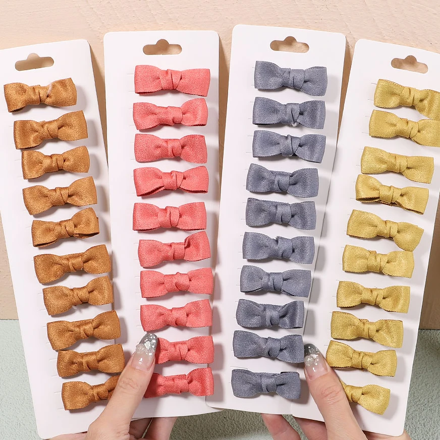 

10Pcs/Lot Cute Mini Bows Hair Clips Kids Solid Color Bowknots Hairpins Baby Safety Clip Headwear Sweet Hair Accesories For Girls