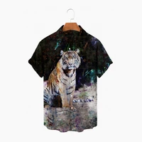 hawaiian new mens shirt 3d animal tiger shirt for men short sleeve tees street vintage oversized shirts loose large size top