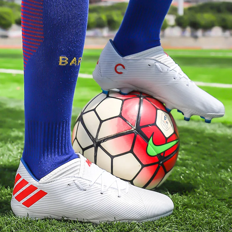 Professional Unisex Soccer Shoes Long Spikes TF Ankle Football Boots Outdoor Grass Cleats Football Shoes