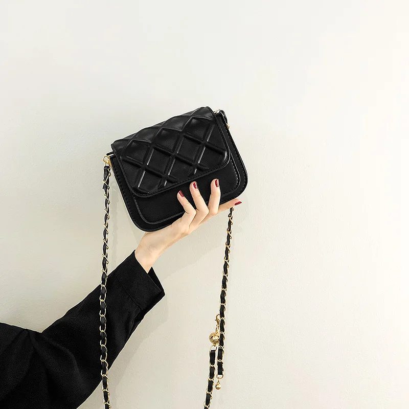 

New Fashion All-Matching Ins Diamond Chain Messenger Bag Summer Small Square Bag