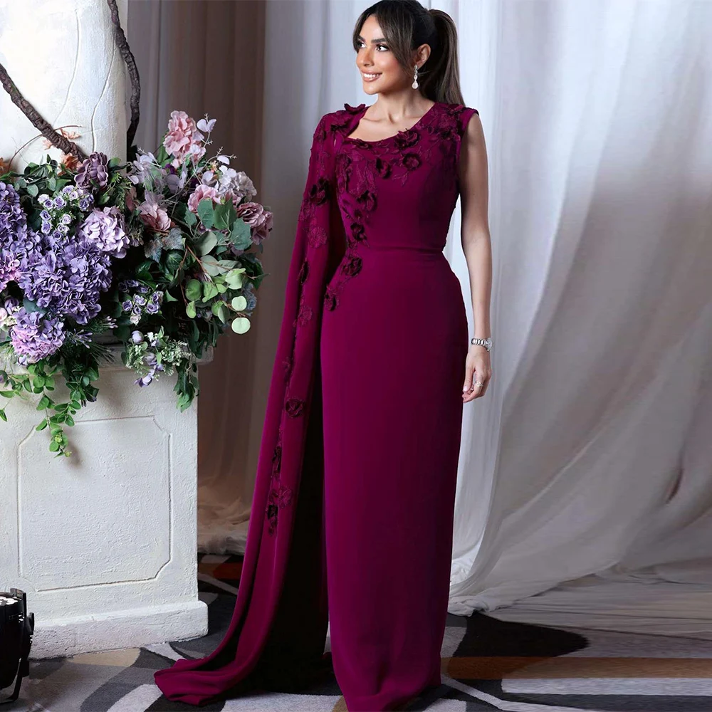 Женское платье для выпускного вечера на одно плечо с длинным рукавом и открытой