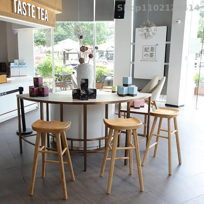 Nordic bar chair solid wood home high stool mobile phone shop modern minimalist |