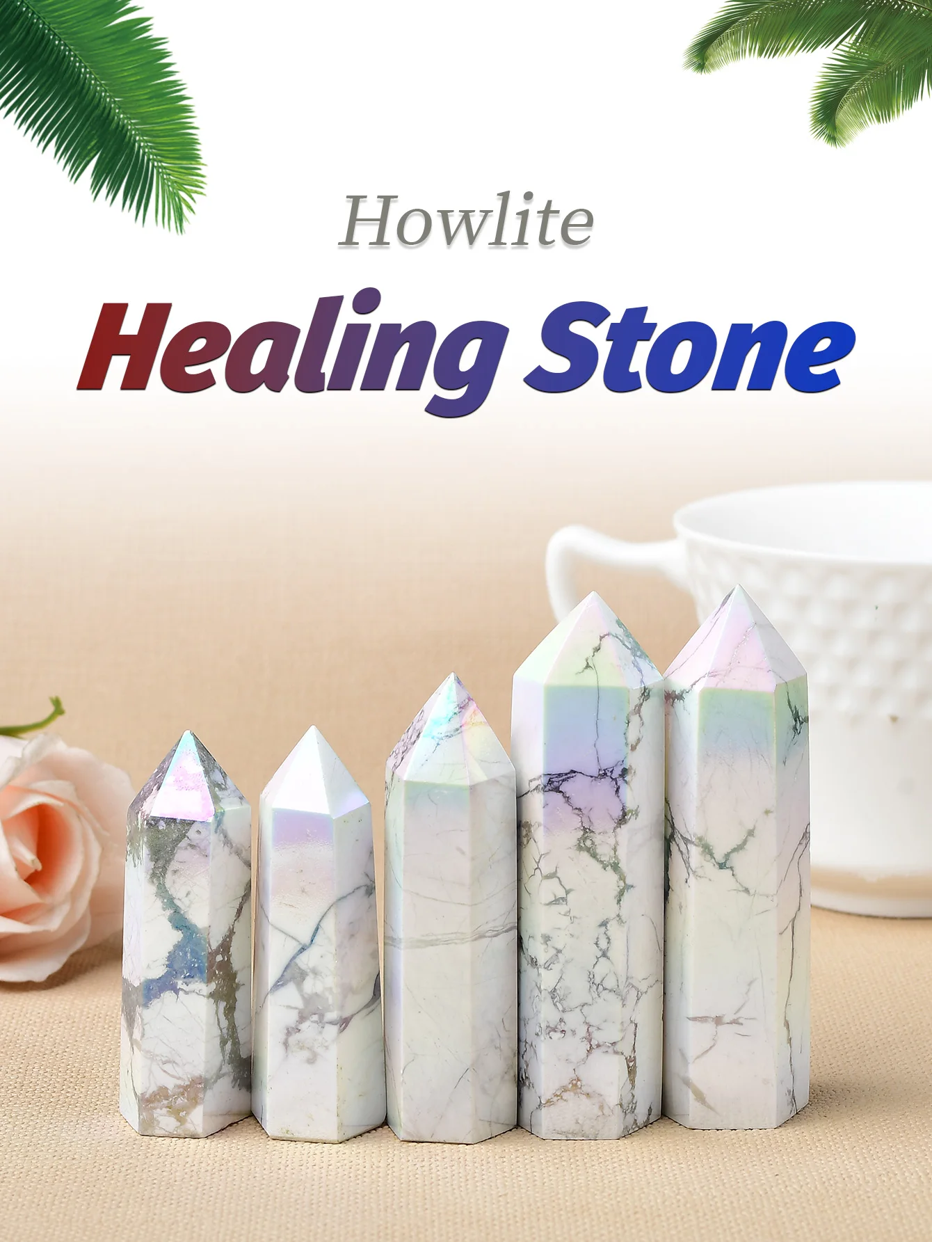 Природный кристалл Aura Howlite точечный камень с гальваническим покрытием