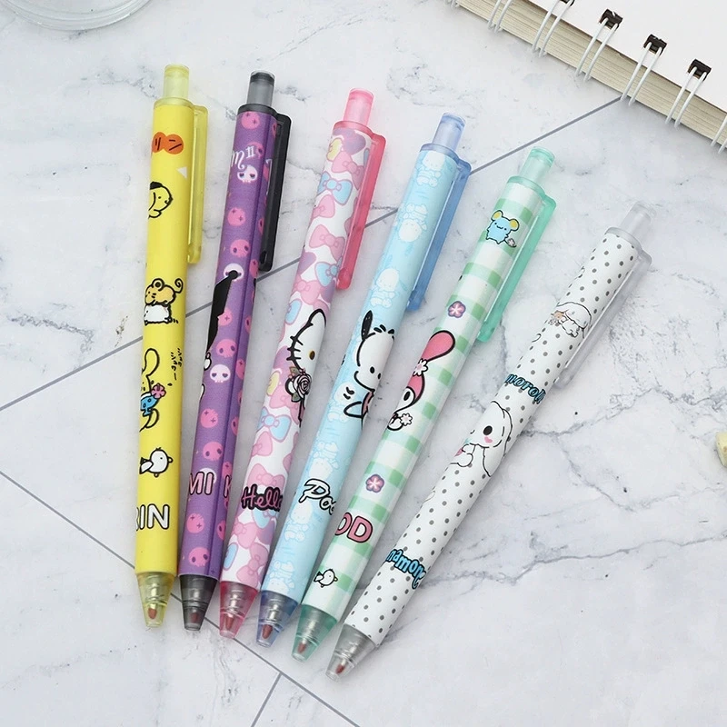 

6/12pcs Kawaii Sanrio Writing Pen My Melody Kuromi Cinnamoroll Black 0.5mm Ball Pen Cartoon Cute Stationery Gift Student Prizes