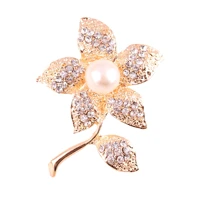 crystal imitation pearl flower brooches pins for women wedding bridal party coat clothing dress jewelry pin new fashion corsage