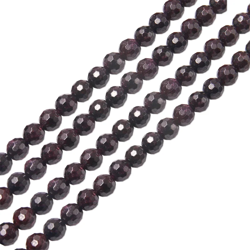 

Natural Garnet Semiprecious Stone Beads Strands Faceted Round 2/6/8mm For DIY Jewelry Making Bracelet Necklace Earrings Craft