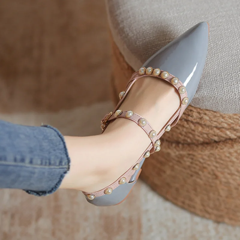 Princess Girls Beading Sandals Patent Leather Lovely Dress Beauties Shoes Pink Beige Blue Wide & Narrow Foot Slip-On 32-48 22cm