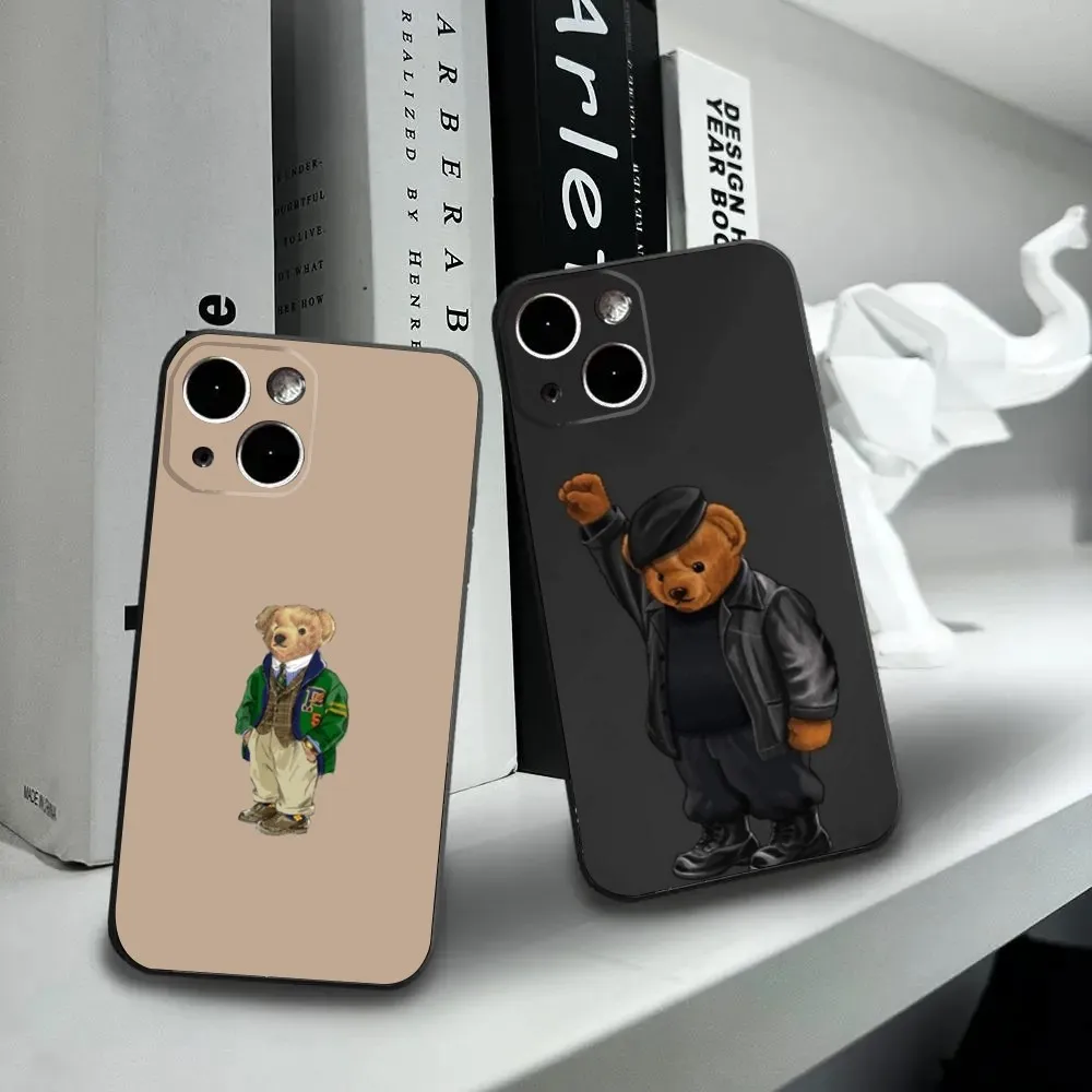 B-BaronS F-FilouS Bear модный телефон Женский Для iPhone16 15 14 13 12 Mini 11 Pro XR X XS MAX 7 8 Plus силиконовый