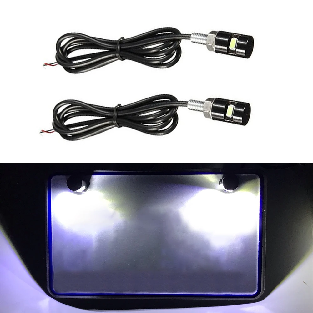 

2PCS Universal Motorcycle Car SMD LED License Plate Light Screw Bolt Lamp Bulbs 5630SMD Light Black Shell White Light
