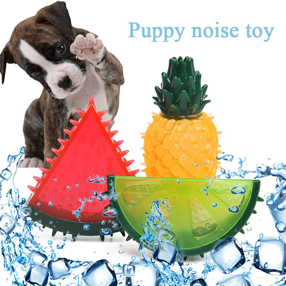Pet Cooling Chew Toy Reusable Dog Cooling Toy Teething Ring Cooling Dog Toy Durable Summer Dog Ice Toy Frozen Fruit Shape Toys