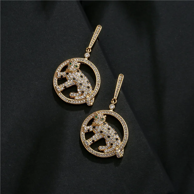 

Micro-inlaid Zircon High-grade Leopard Earrings Female 18K Gold Plated European And American Fashion Earrings
