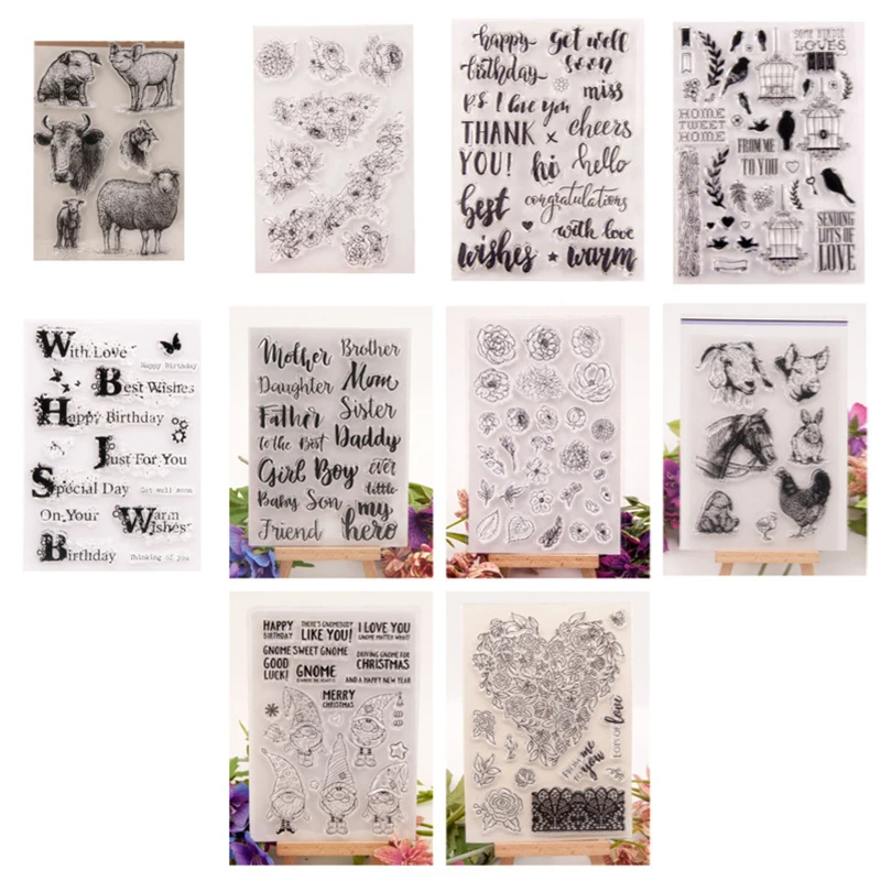 

10.5x15cm Clear Stamps, Silicone Clear Stamps Vintage Transparent Seals for DIY Photo Albums, Holiday Cards, Scrapbooking, Tags