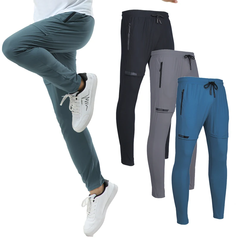 

Running Men Trousers Pockets Workout Sport Tooling Pants Quick Dry Breathable Loose Training Jogging Fitness Straight Pants