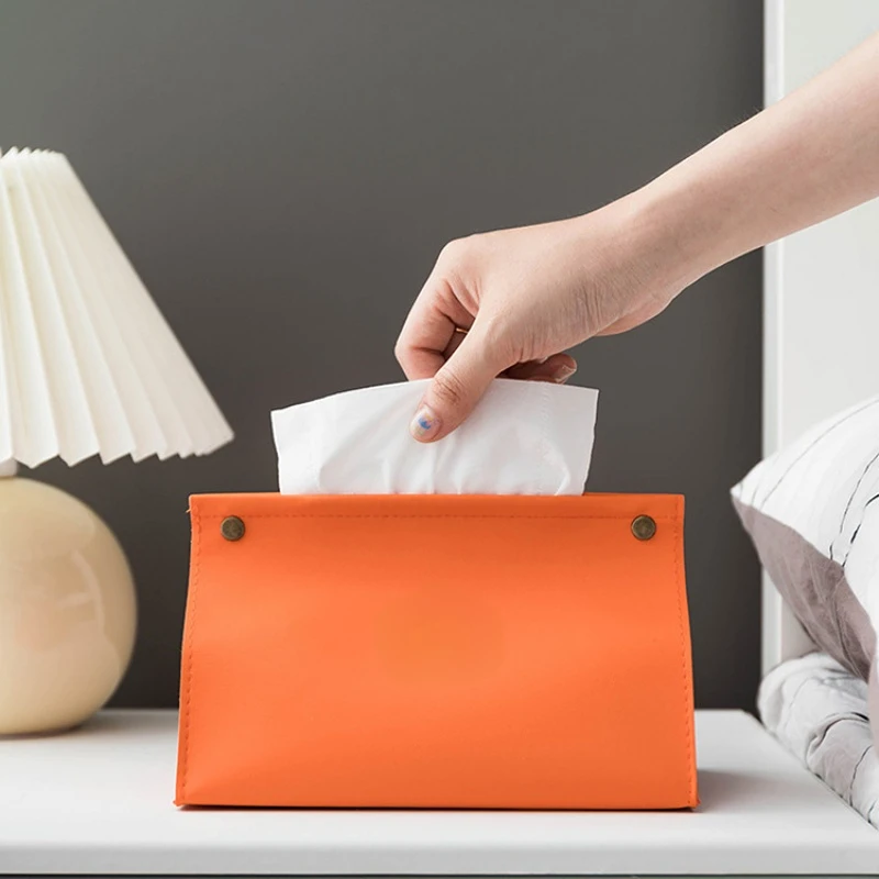

PU Leather Tissue Box Car Tissue Container Desktop Napkin Tissue Holder Case Storage Box Home Living Room Decoration