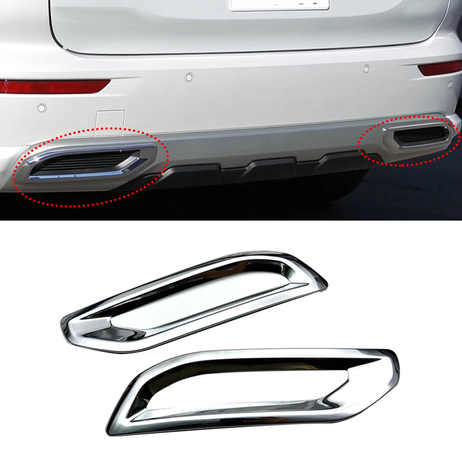 

2 Pcs Car Rear Bumper Lower Trim For Mitsubishi Outlander 2022 Auto Rear Bumper Lower Trim ABS Chrome Accessories