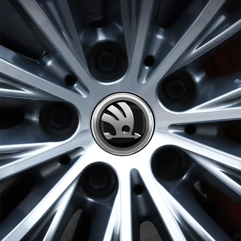 Фото Новые популярные наклейки для автомобилей Skoda 2026 года, 4 шт., 56/60 мм, колпачки для центральных отверстий колесных дисков, пылезащитные заглушки для дисков Skoda Octavia MK2 №4