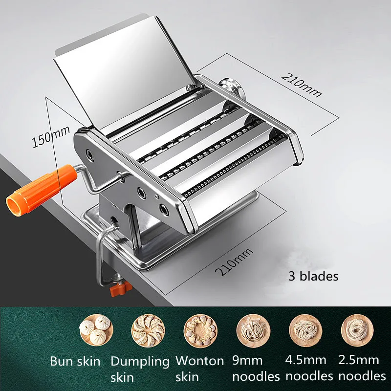 

Hot Selling Home Kitchen Stainless Steel Manual Pasta Maker Machine Hand Crank Pastry Roller Spaghetti Noodle Maker