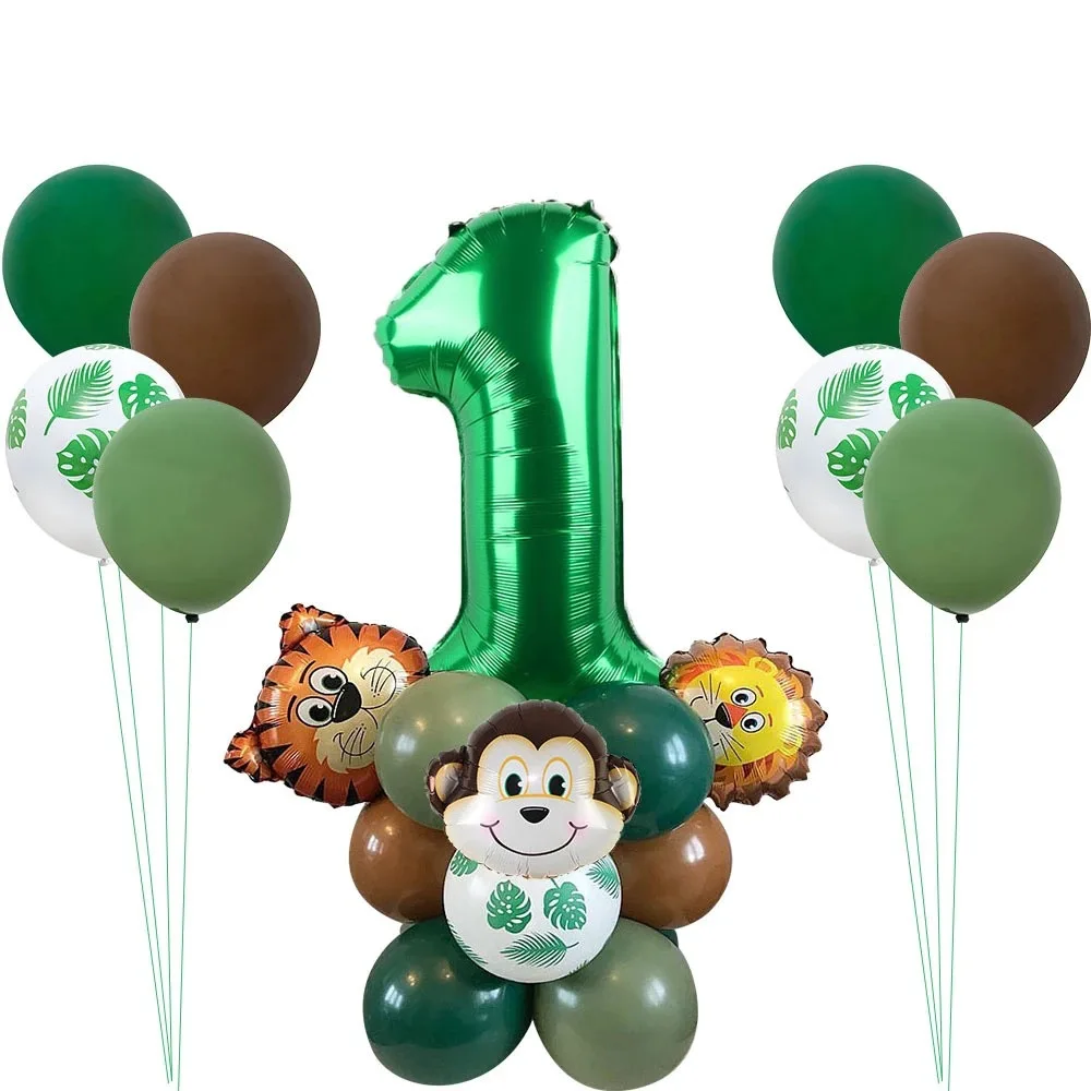 1set Forest Carton Animal Pattern Jungle Safari Happy Birthday Decoration Set 1st Boy Kids Shower Birthday Party Supplies