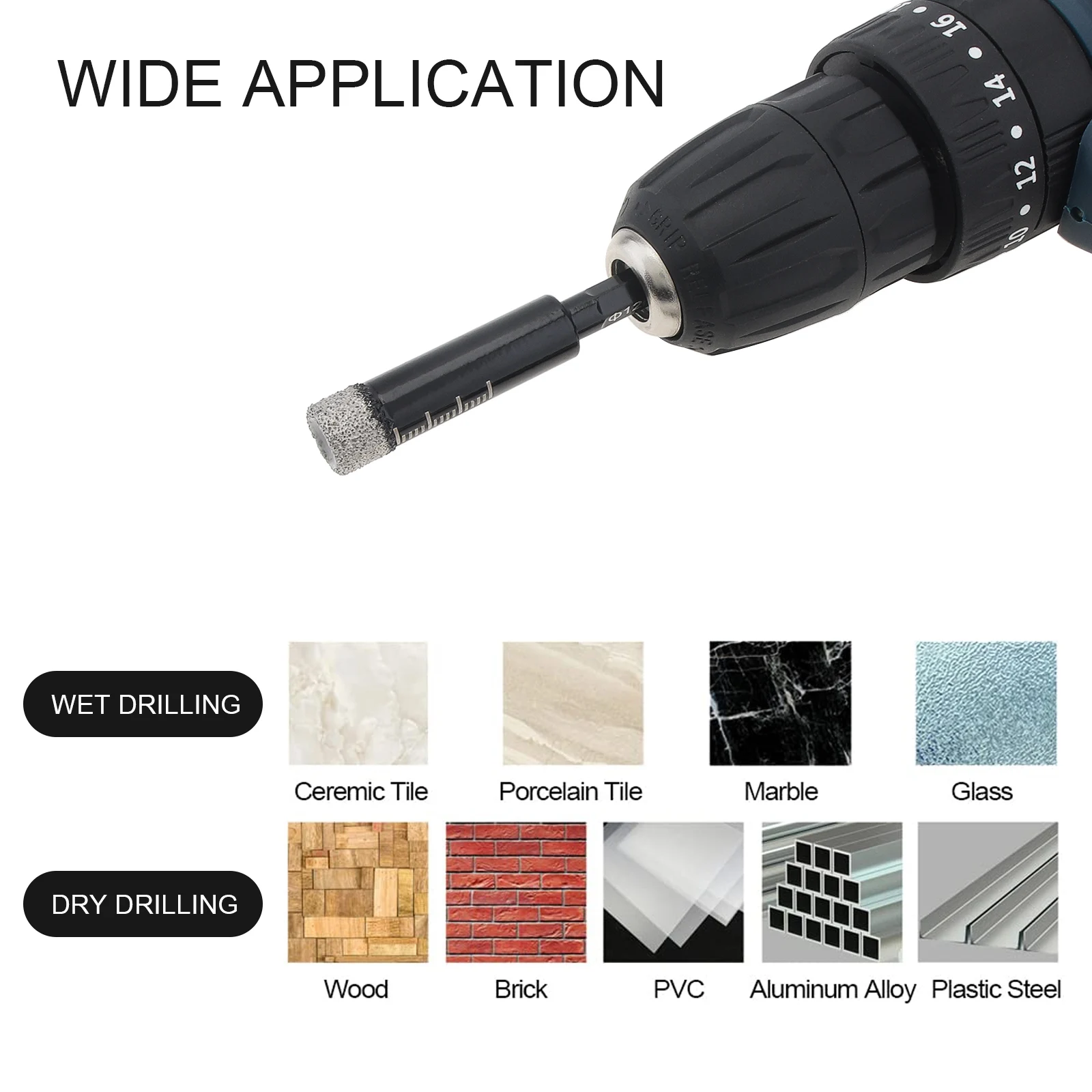 Сверло алмазное шестигранное для сухого сверления гранита плитки камня твердых