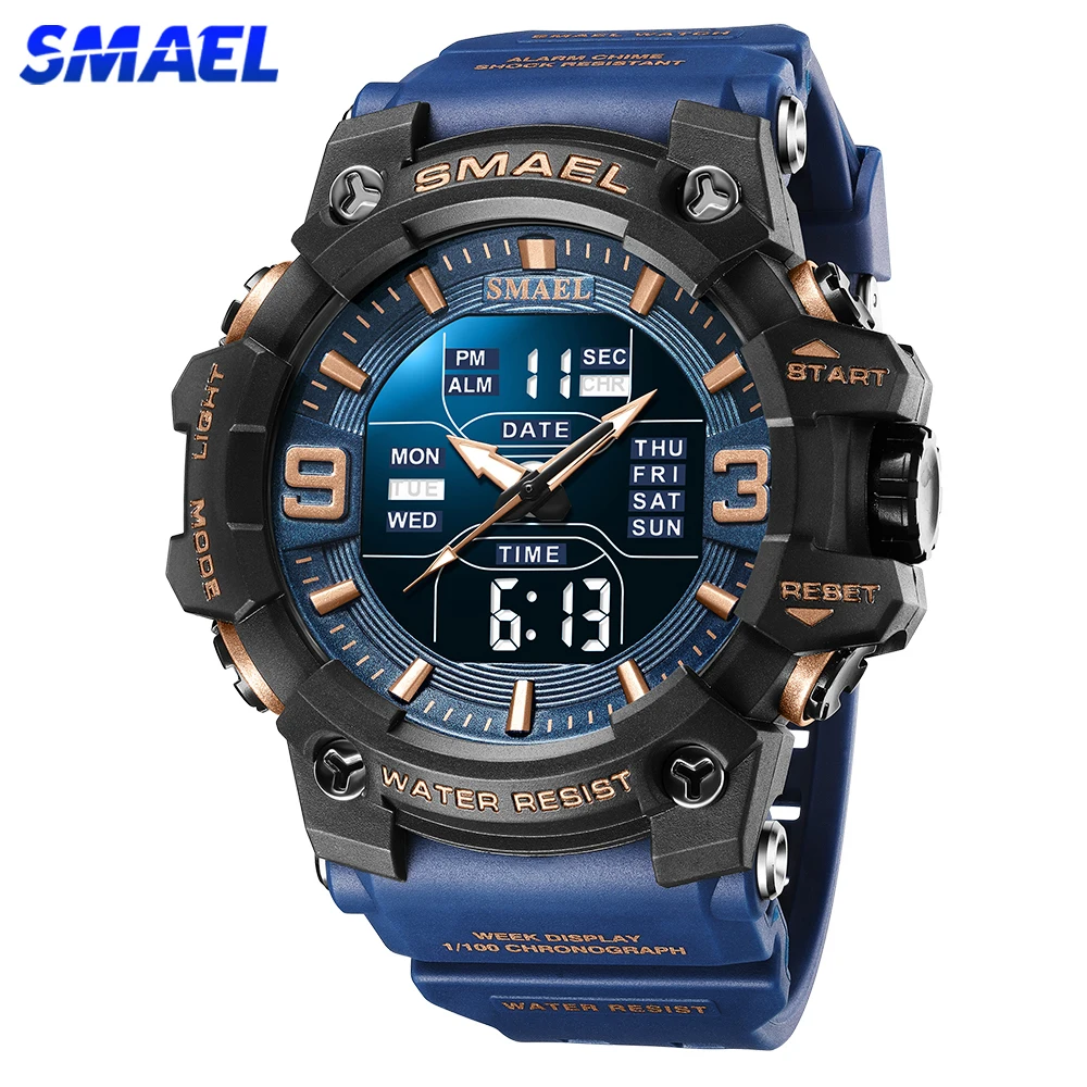 

SAMEL Sport Watch For Men Alarm Clock Stopwatch Army Military Wristwatch LED Digital Back Light Dual Time Display Men's Watches