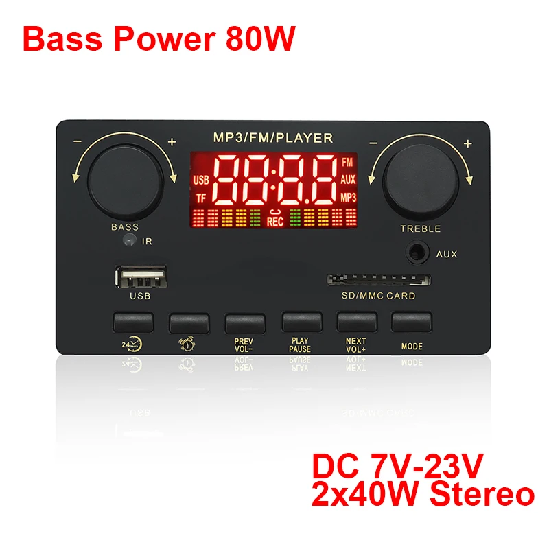 2*40 Вт 80 усилитель Bluetooth 5 0 бас MP3-плеер декодер плата DC 7 в-23 в автомобильный