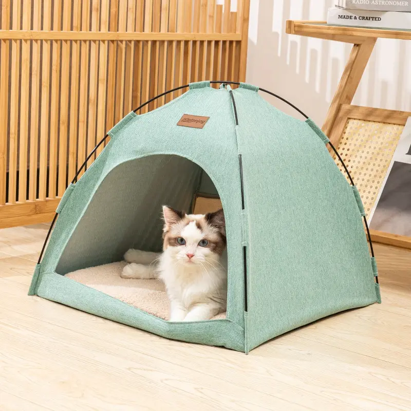 

Removable Portable Cat Tent House Washable Cat Bed Pet Dog Warm Deep Sleeping Cozy Indoor Pet Tent With Mat Kitten Tents Cage