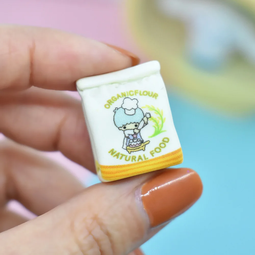 

Сумка для муки из смолы с плоской задней частью, Миниатюрные аксессуары, украшения, предметы рукоделия, фигурки, поделки, скрапбукинг, Декор, каваи, 10 шт.