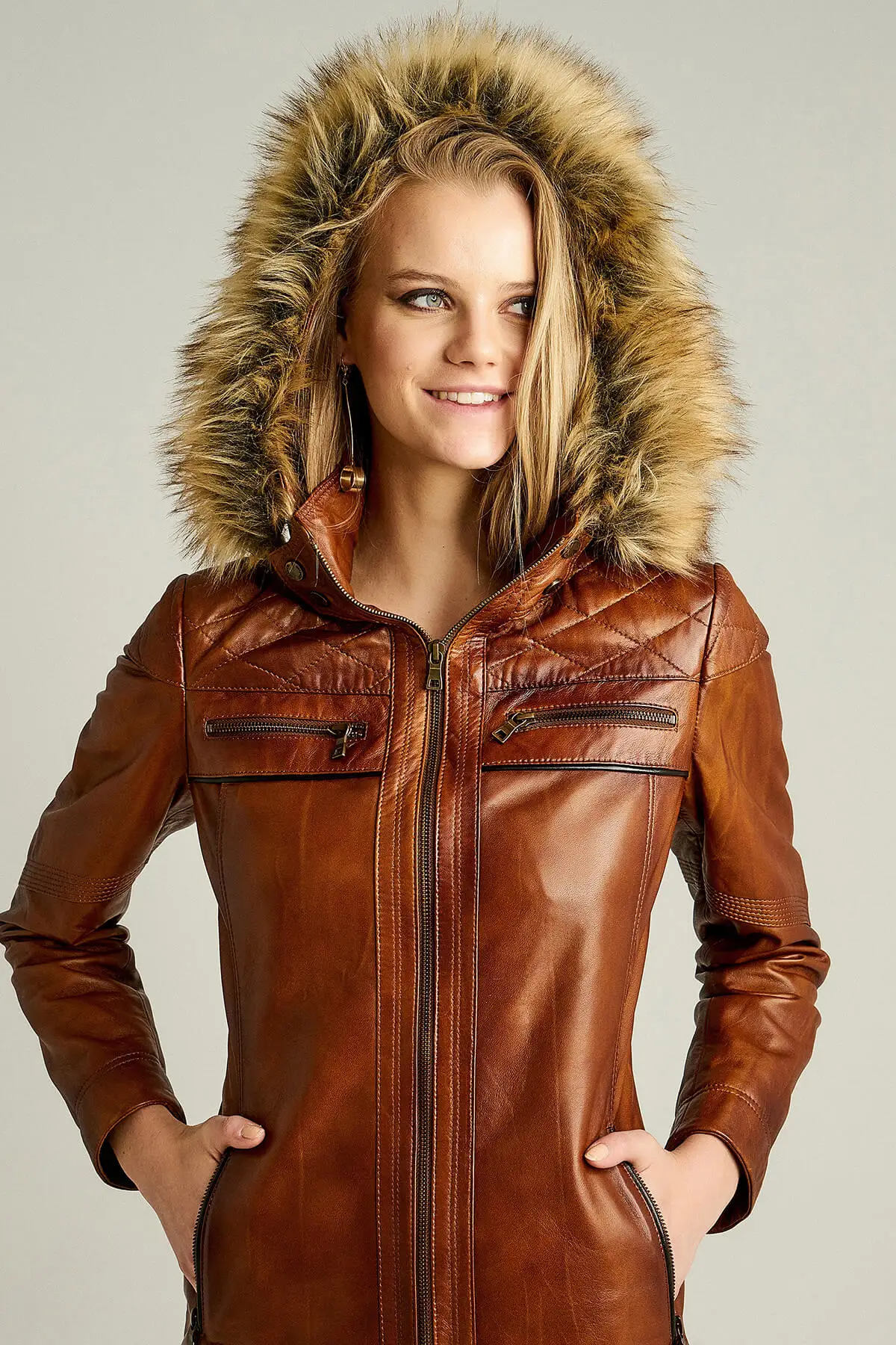 Camel genuine leather women hooded overcoat real sheepskin sports jacket autumn winter season clothing new fashion clothing collar