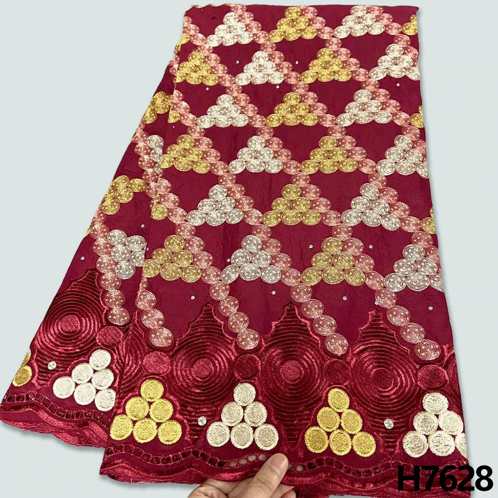 Pаспродажа Оранжевая швейцарская кружевная ткань с камнями, Дубай, Высококачественная хлопковая кружевная ткань в Швейцарии, Нигерия, швейцарская вуа...