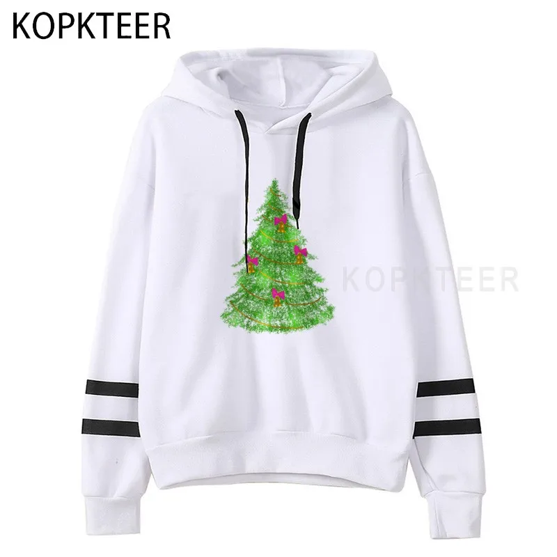 

Женская теплая толстовка с капюшоном и принтом рождественской елки