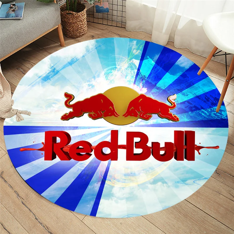 Красный бык 3D Печатный круглый ковер домашний декор мягкий фланелевый коврик для