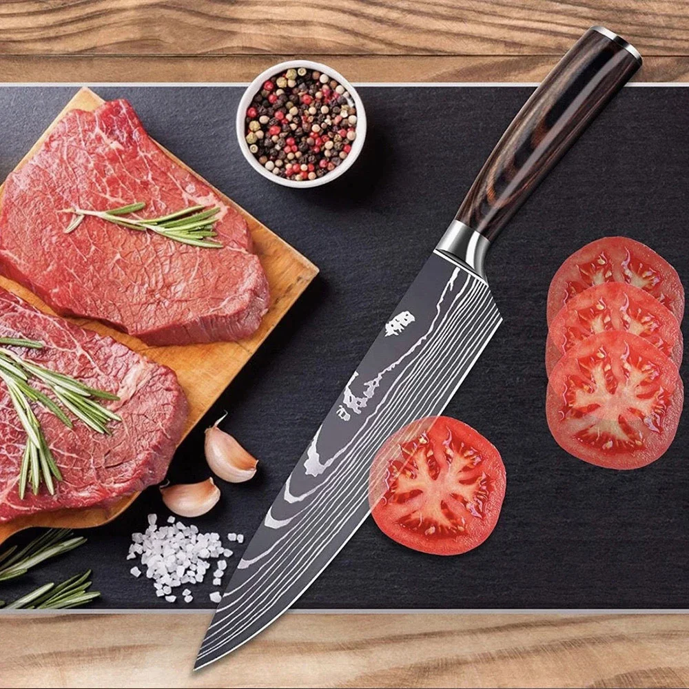 Универсальный нож для очистки от дамасской стали Santoku Cleaver инструмент из