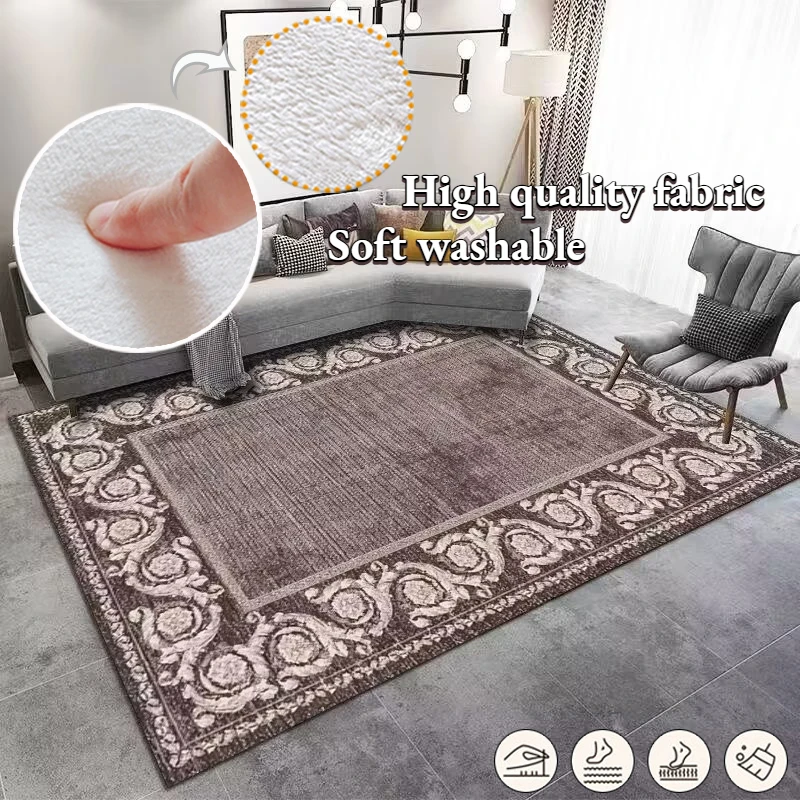 

Classical Light Luxury Carpets for Bed Room Decoration Study Area Non-slip Rugs Bedroom Carpet Aesthetics Bedside Mats Washable