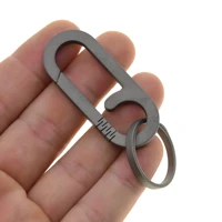 unique simple light weight titanium oval snap spring self lock carabiner split ring clasp keychain fob edc house warming gift